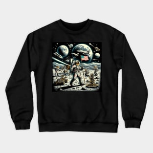 Moon Conquest: Retro Space Race Adventure Crewneck Sweatshirt